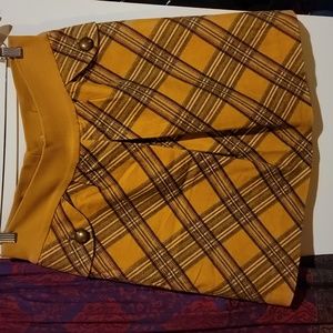 Plaid Corduroy Skirt with Pockets